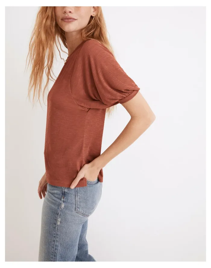 Women Eastover Bubble Sleeve Tee Weathered Brick Madewell Tops and Shirts Women Eastover Bubble Sleeve Tee Weathered Brick Madewell Tops and Shirts