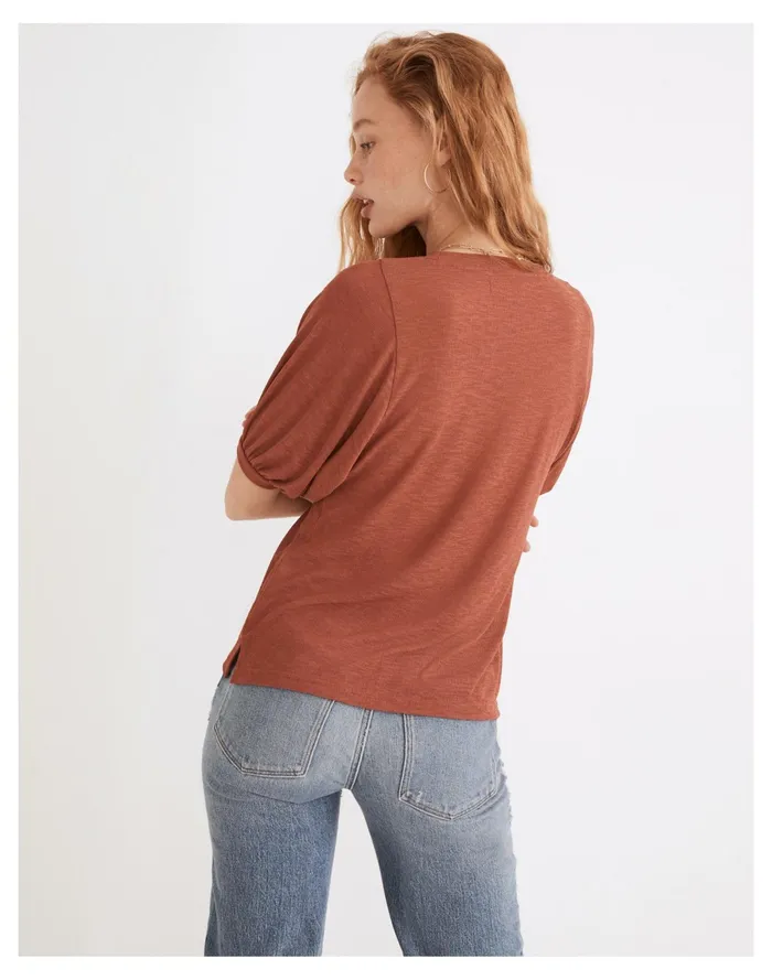 Women Eastover Bubble Sleeve Tee Weathered Brick Madewell Tops and Shirts Women Eastover Bubble Sleeve Tee Weathered Brick Madewell Tops and Shirts