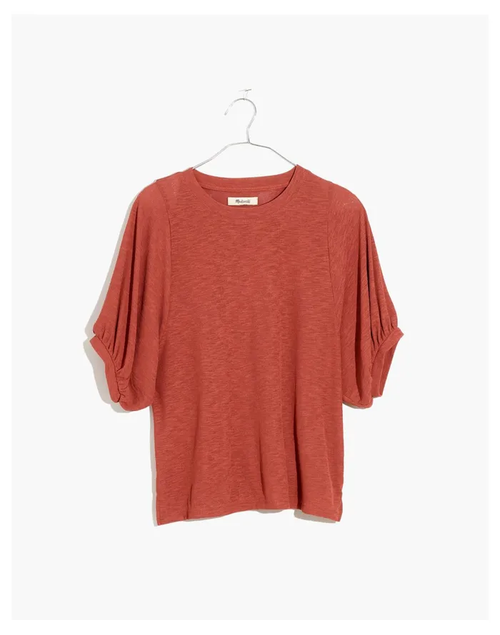 Women Eastover Bubble Sleeve Tee Weathered Brick Madewell Tops and Shirts Women Eastover Bubble Sleeve Tee Weathered Brick Madewell Tops and Shirts