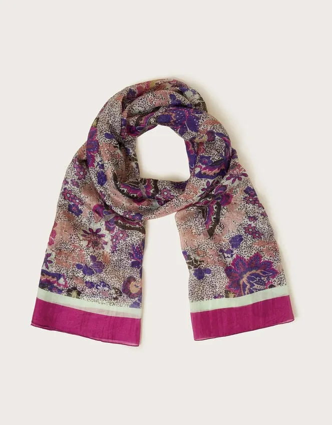 Women Elodie Floral Print Silk Scarf Monsoon Scarves