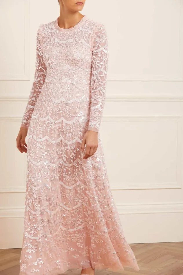 Women Embellished Dresses Needle and Thread Alicia Scallop Gown Pink
