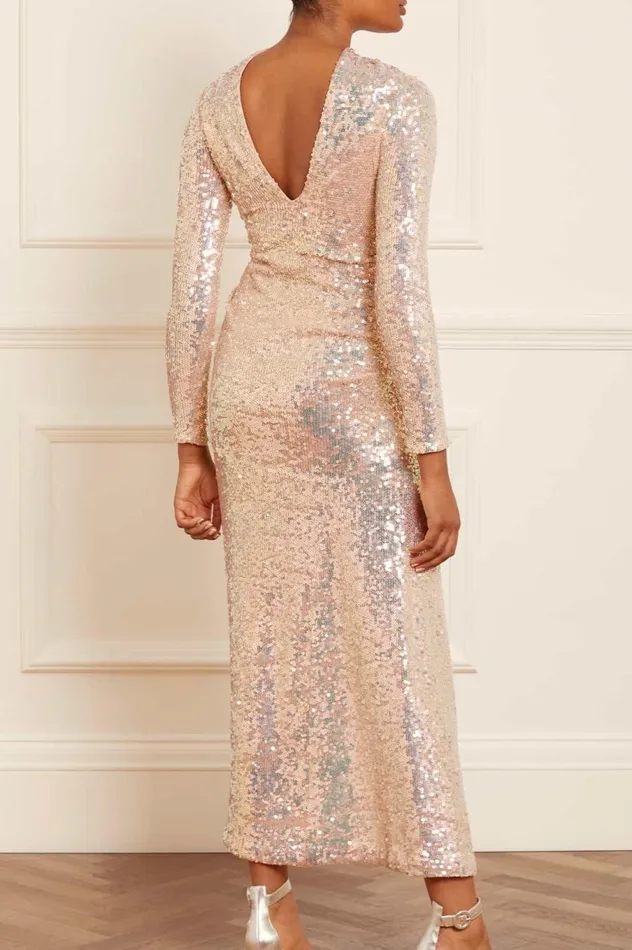 Women Embellished Dresses Needle and Thread Claudette Gloss Ankle Gown Gold