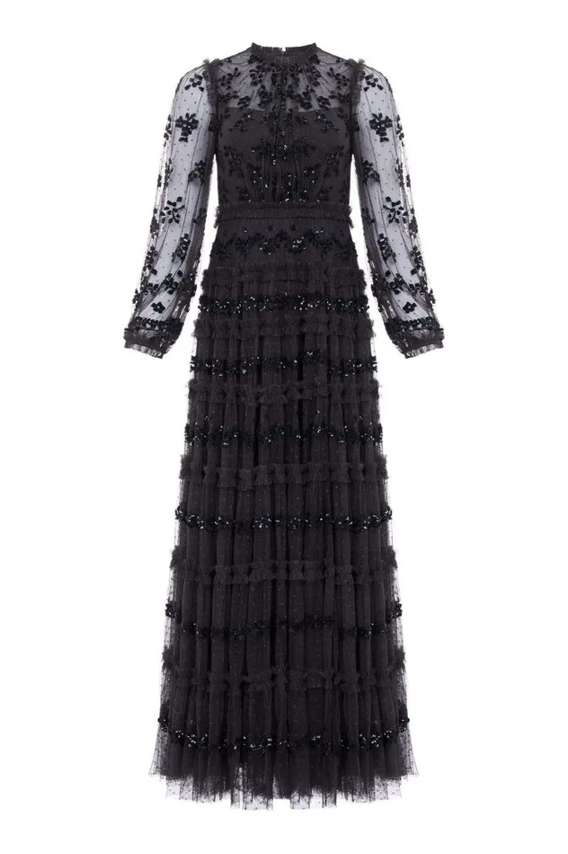 Women Embellished Dresses Needle and Thread Eve Sequin Gown Black