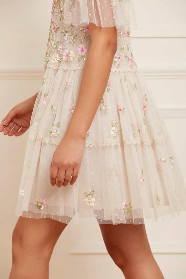 Women Embellished Dresses Needle and Thread Freesia Ditsy Micro Mini Dress Champagne Women Embellished Dresses Needle and Thread Freesia Ditsy Micro Mini Dress Champagne