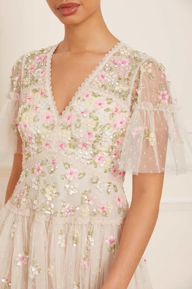Women Embellished Dresses Needle and Thread Freesia Ditsy Micro Mini Dress Champagne Women Embellished Dresses Needle and Thread Freesia Ditsy Micro Mini Dress Champagne