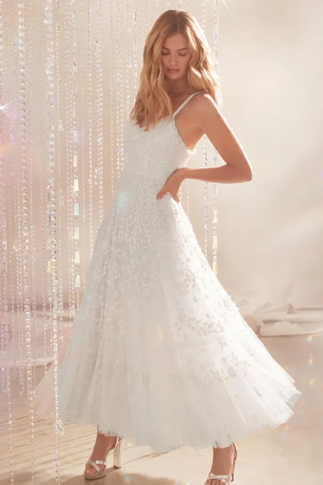 Women Embellished Dresses Needle and Thread Margot Cami Ankle Gown White