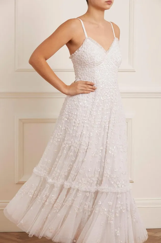 Women Embellished Dresses Needle and Thread Margot Cami Ankle Gown White