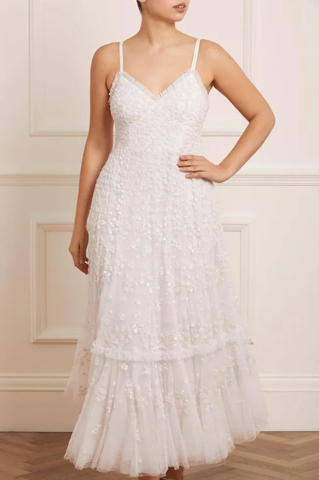 Women Embellished Dresses Needle and Thread Margot Cami Ankle Gown White