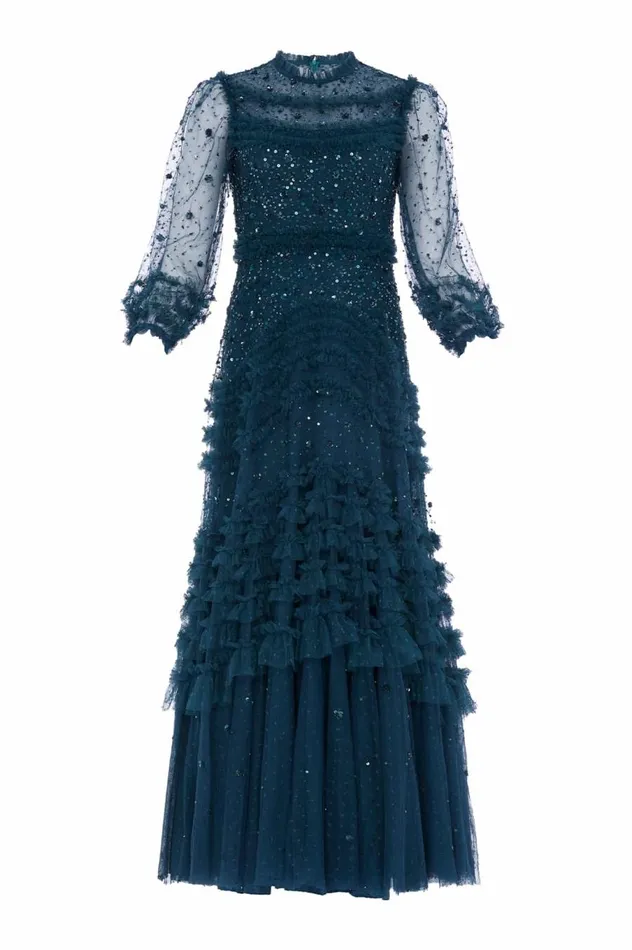 Women Embellished Dresses Needle and Thread Maybelle Sequin Gown Green