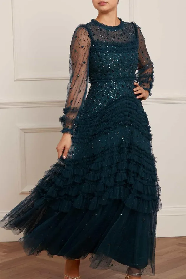 Women Embellished Dresses Needle and Thread Maybelle Sequin Gown Green