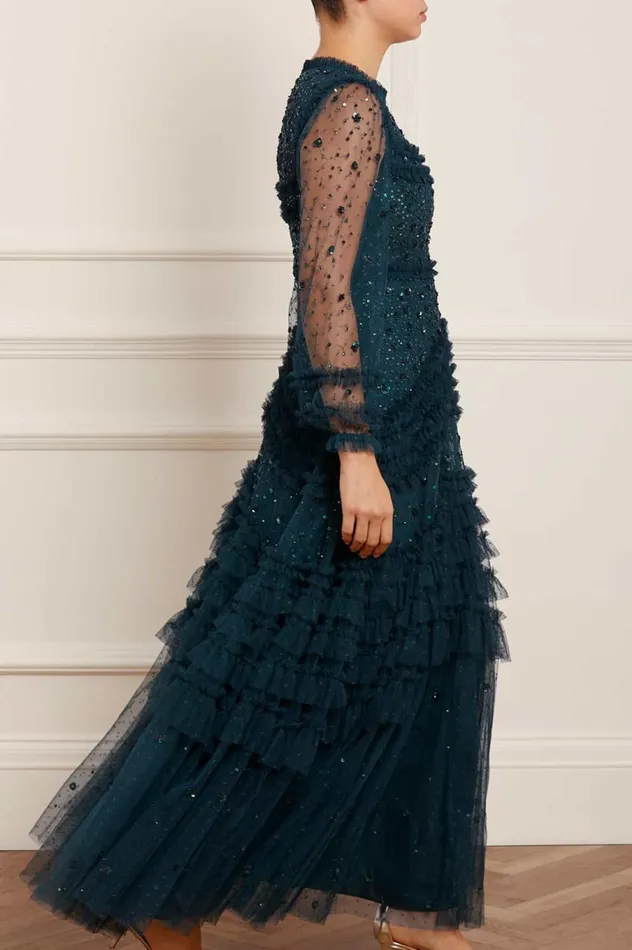 Women Embellished Dresses Needle and Thread Maybelle Sequin Gown Green