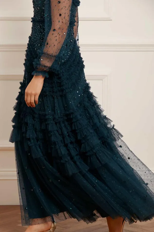 Women Embellished Dresses Needle and Thread Maybelle Sequin Gown Green