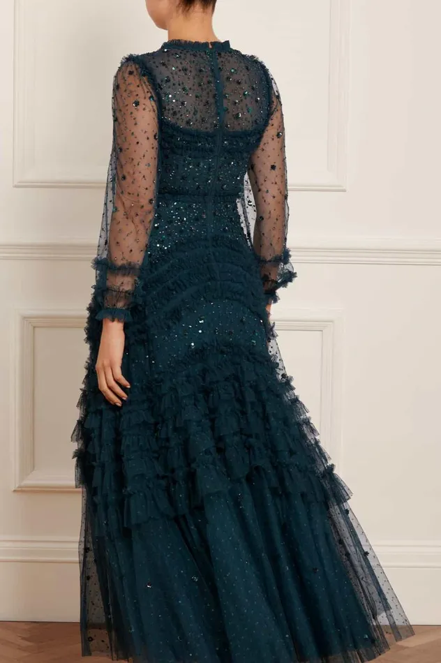 Women Embellished Dresses Needle and Thread Maybelle Sequin Gown Green