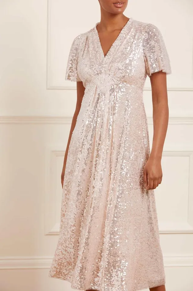 Women Embellished Dresses Needle and Thread Mila Gloss Ankle Gown Champagne Women Embellished Dresses Needle and Thread Mila Gloss Ankle Gown Champagne
