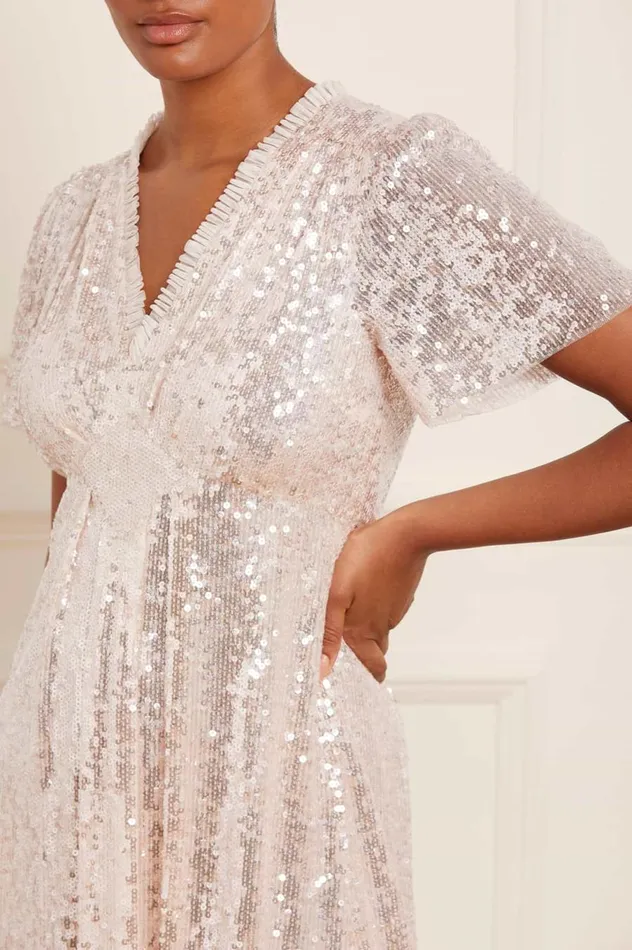 Women Embellished Dresses Needle and Thread Mila Gloss Ankle Gown Champagne Women Embellished Dresses Needle and Thread Mila Gloss Ankle Gown Champagne
