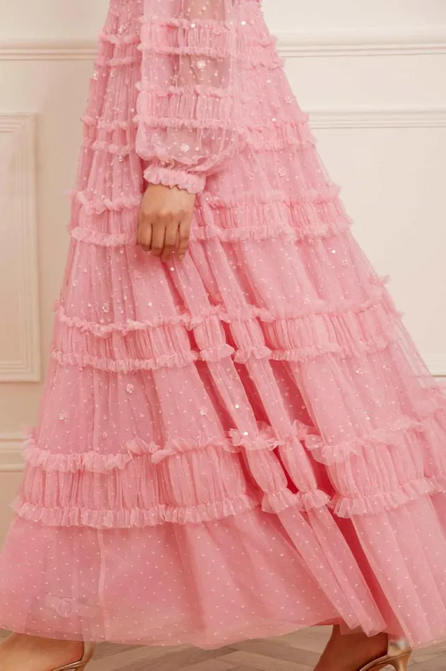 Women Embellished Dresses Needle and Thread Violet Shimmer Ankle Gown Pink Women Embellished Dresses Needle and Thread Violet Shimmer Ankle Gown Pink