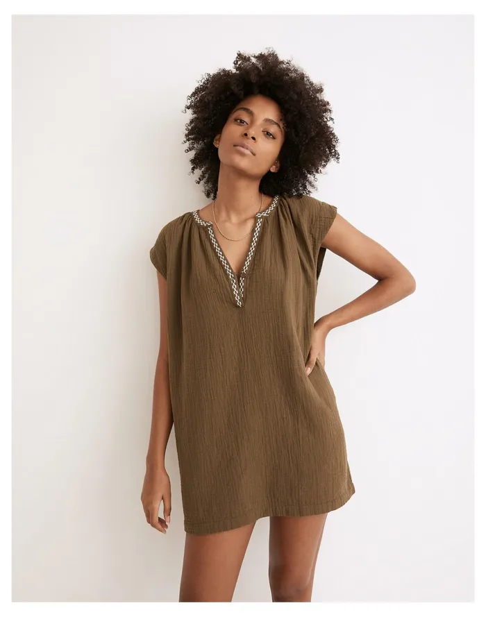 Women Embroidered Lightestspun Cover Up Tunic Kale Madewell Swim
