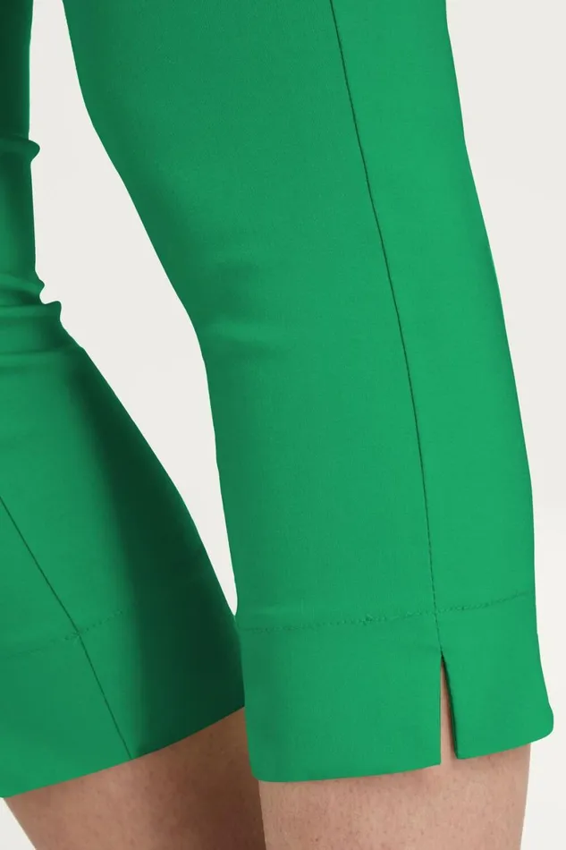 Women Emerald Green Elastic Waist Stretch Cropped Trousers Roman Coords