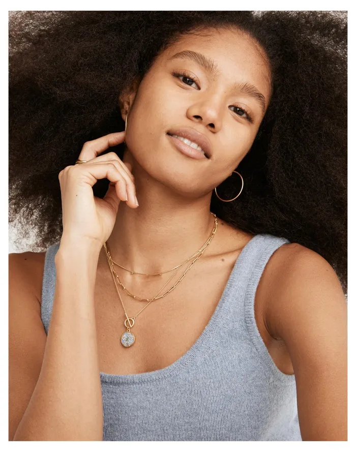 Women Enamel Daisy Coin Necklace Set Vintage Gold Madewell Necklaces Women Enamel Daisy Coin Necklace Set Vintage Gold Madewell Necklaces