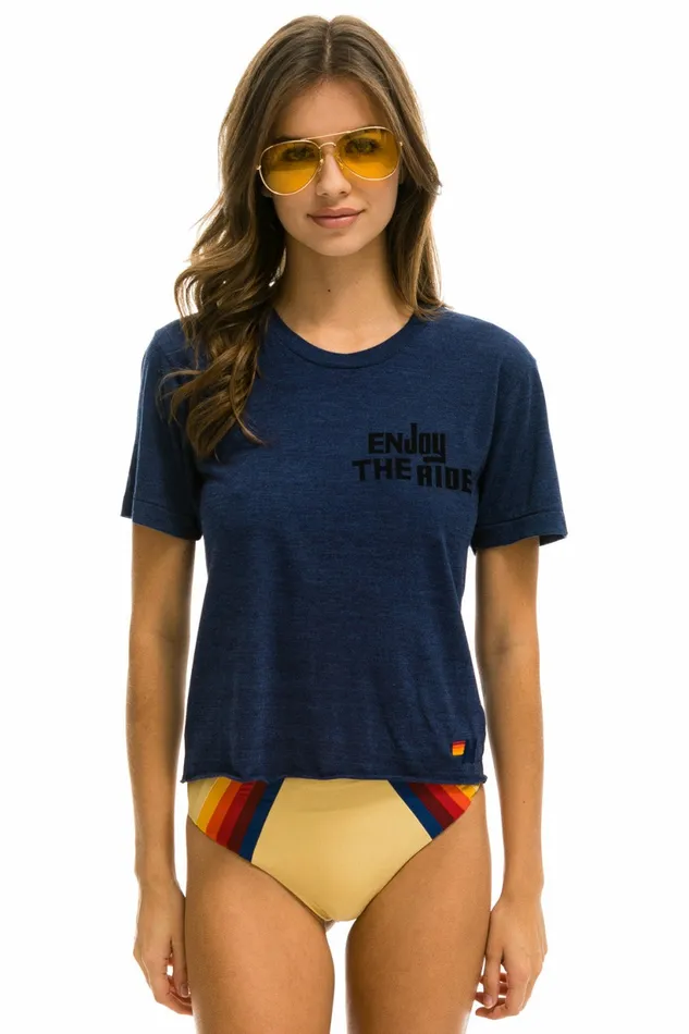 Women ENJOY THE RIDE BOYFRIEND TEE 8211 NAVY Aviator Nation UnisexTees