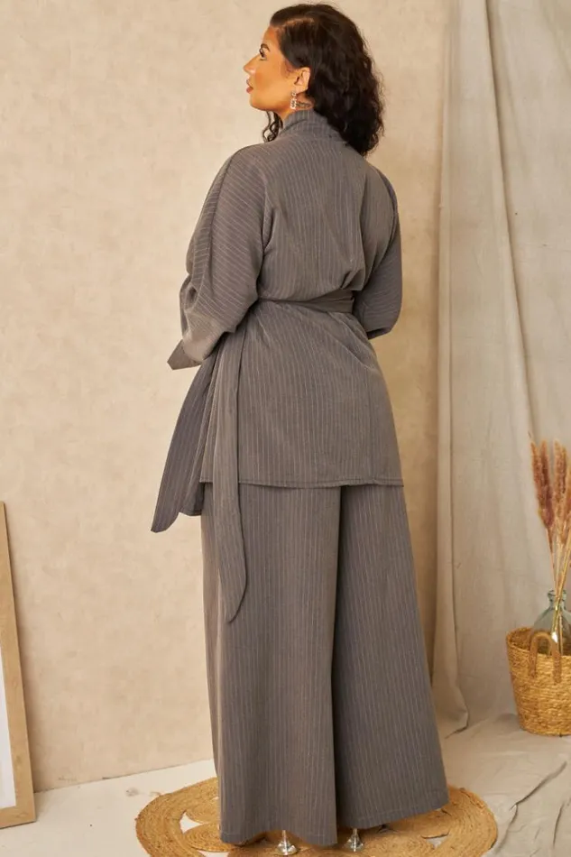 Women Ensemble 2 Pices Blazer Pantalon Gris Grey Brentiny Paris Pants