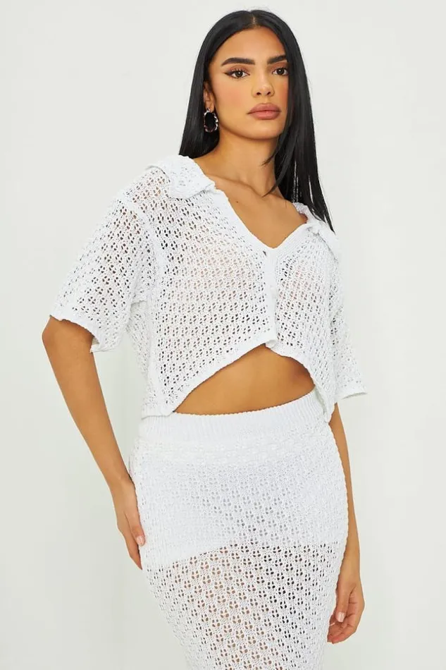 Women Ensemble 2 Pices Chemise Jupe En Crochet Blanc White Brentiny Paris Sets With Top Bottoms Women Ensemble 2 Pices Chemise Jupe En Crochet Blanc White Brentiny Paris Sets With Top Bottoms