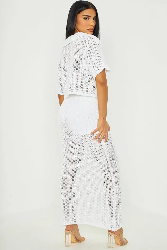 Women Ensemble 2 Pices Chemise Jupe En Crochet Blanc White Brentiny Paris Sets With Top Bottoms Women Ensemble 2 Pices Chemise Jupe En Crochet Blanc White Brentiny Paris Sets With Top Bottoms