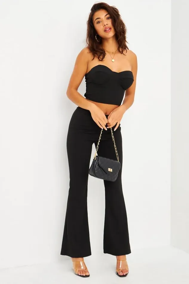 Women Ensemble 2 Pices Crop Top Pantalon vas Noir Black Brentiny Paris Lace Tops Women Ensemble 2 Pices Crop Top Pantalon vas Noir Black Brentiny Paris Lace Tops