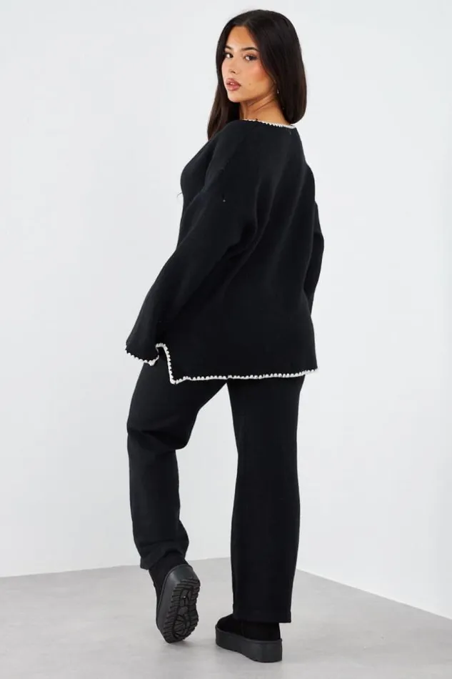 Women Ensemble 2 Pices Gilet Pantalon Noir Coutures Blanches Black Brentiny Paris Cardigans Women Ensemble 2 Pices Gilet Pantalon Noir Coutures Blanches Black Brentiny Paris Cardigans
