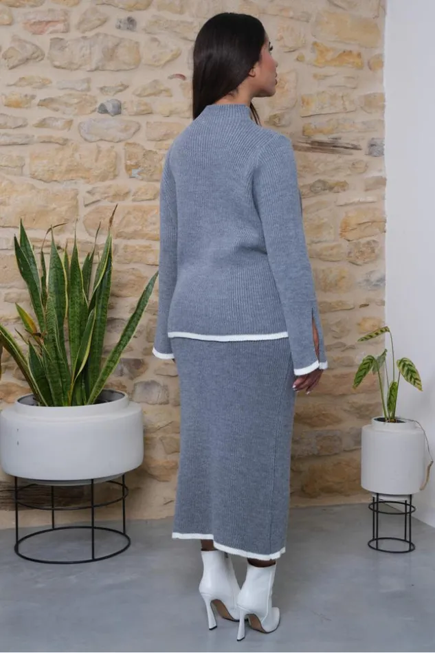 Women Ensemble 2 Pices Pull Jupe En Maille Gris Et Beige Grey Brentiny Paris Sweaters and Sweatshirts Women Ensemble 2 Pices Pull Jupe En Maille Gris Et Beige Grey Brentiny Paris Sweaters and Sweatshirts