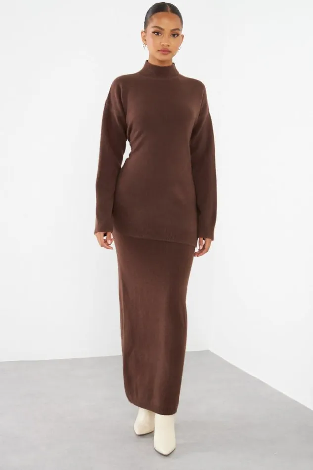Women Ensemble 2 Pices Pull Jupe Marron Brown Brentiny Paris Sets With Top Bottoms Women Ensemble 2 Pices Pull Jupe Marron Brown Brentiny Paris Sets With Top Bottoms