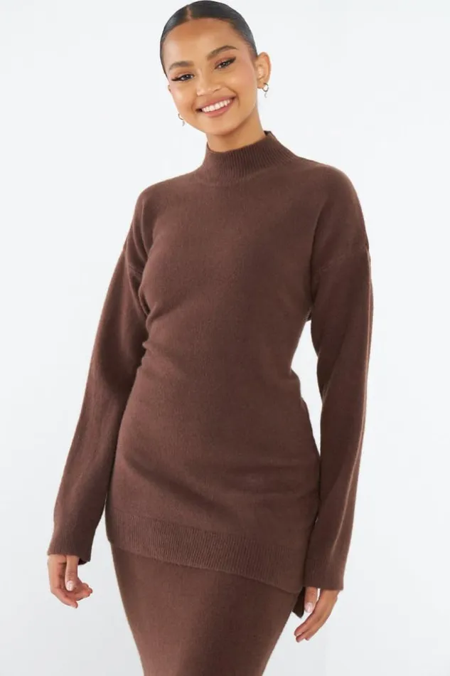 Women Ensemble 2 Pices Pull Jupe Marron Brown Brentiny Paris Sets With Top Bottoms Women Ensemble 2 Pices Pull Jupe Marron Brown Brentiny Paris Sets With Top Bottoms