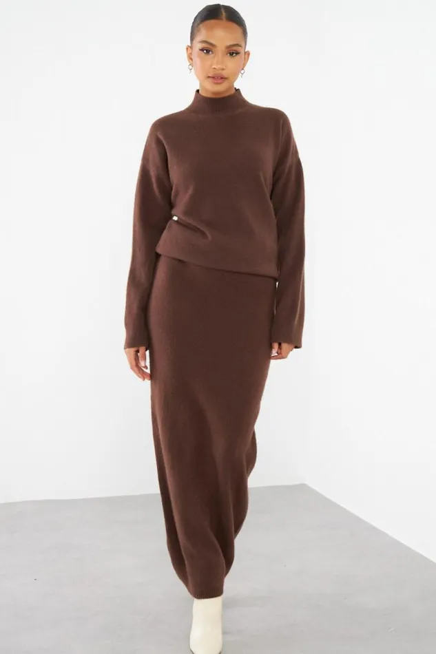 Women Ensemble 2 Pices Pull Jupe Marron Brown Brentiny Paris Sets With Top Bottoms Women Ensemble 2 Pices Pull Jupe Marron Brown Brentiny Paris Sets With Top Bottoms