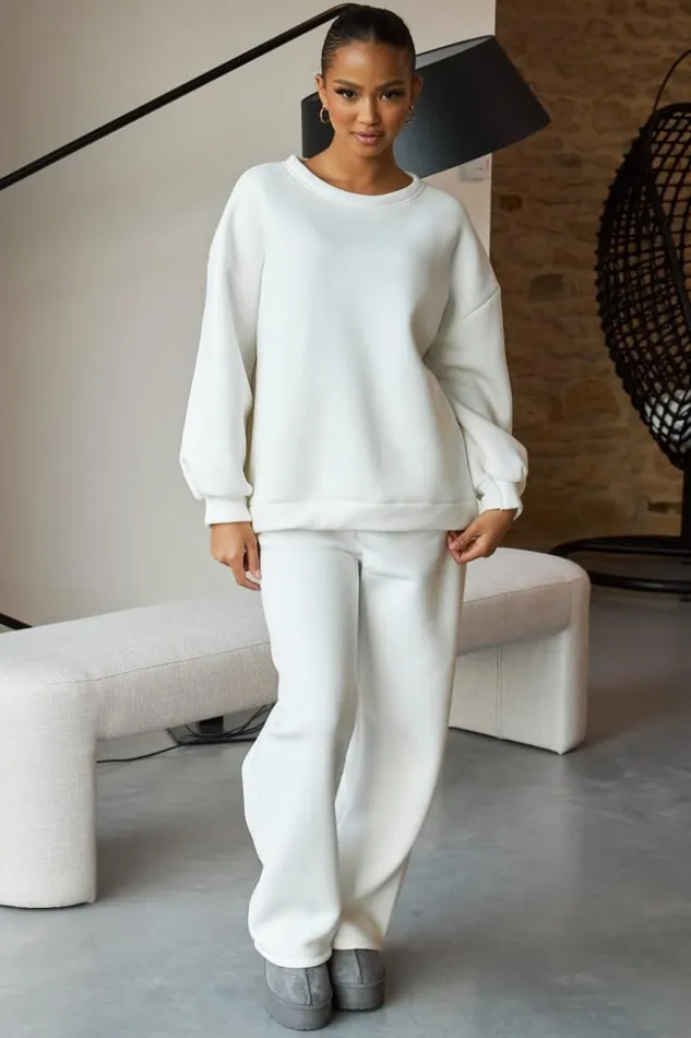 Women Ensemble 2 Pices Sweat Jogging Blanc White Brentiny Paris Sets With Top Bottoms Women Ensemble 2 Pices Sweat Jogging Blanc White Brentiny Paris Sets With Top Bottoms