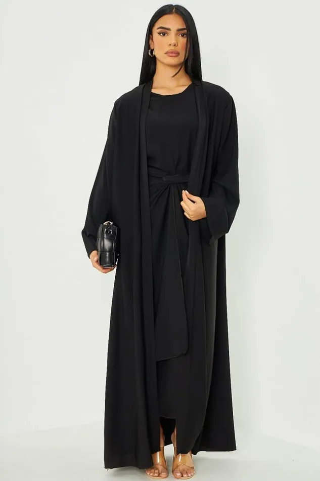 Women Ensemble 3 Pices Abaya Kimono Jupe Tablier Noir Black Brentiny Paris Collection Ramadan Women Ensemble 3 Pices Abaya Kimono Jupe Tablier Noir Black Brentiny Paris Collection Ramadan
