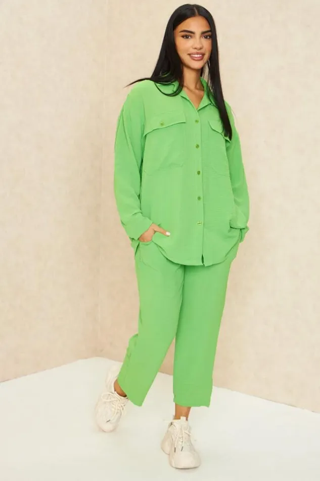 Women Ensemble Bleu Chemise Pantalon Vertclair Brentiny Paris Shirts and Blouses