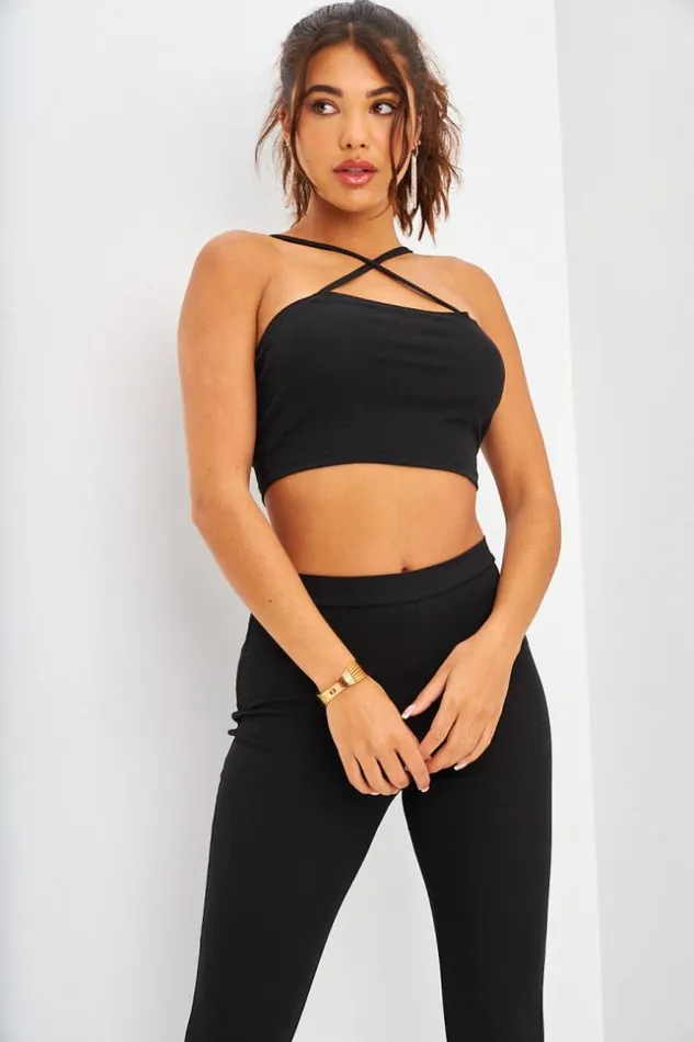 Women Ensemble Crop Top Crois Pantalon Ctel Noir Brentiny Paris Top And Tank Tops Women Ensemble Crop Top Crois Pantalon Ctel Noir Brentiny Paris Top And Tank Tops