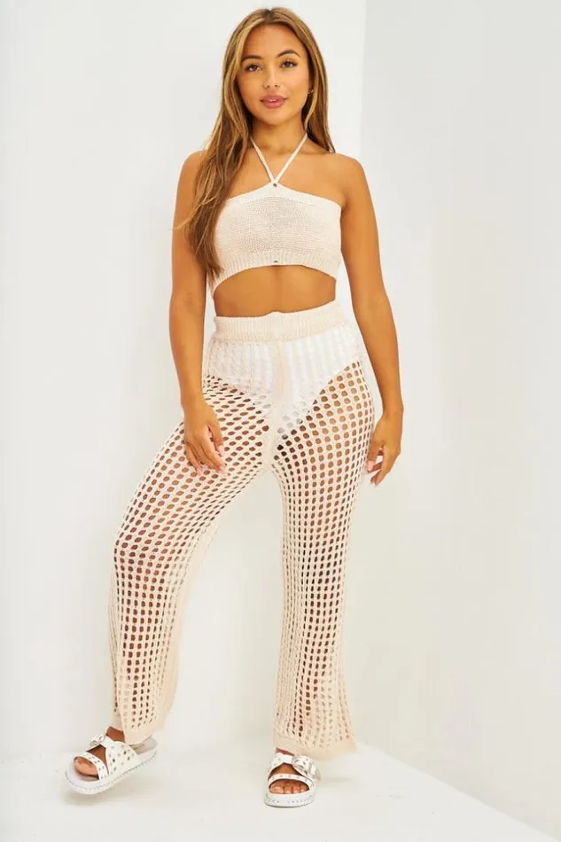 Women Ensemble Top Bandeau Pantalon En Maille Ajoure Beige Beige Brentiny Paris Top And Tank Tops Women Ensemble Top Bandeau Pantalon En Maille Ajoure Beige Beige Brentiny Paris Top And Tank Tops