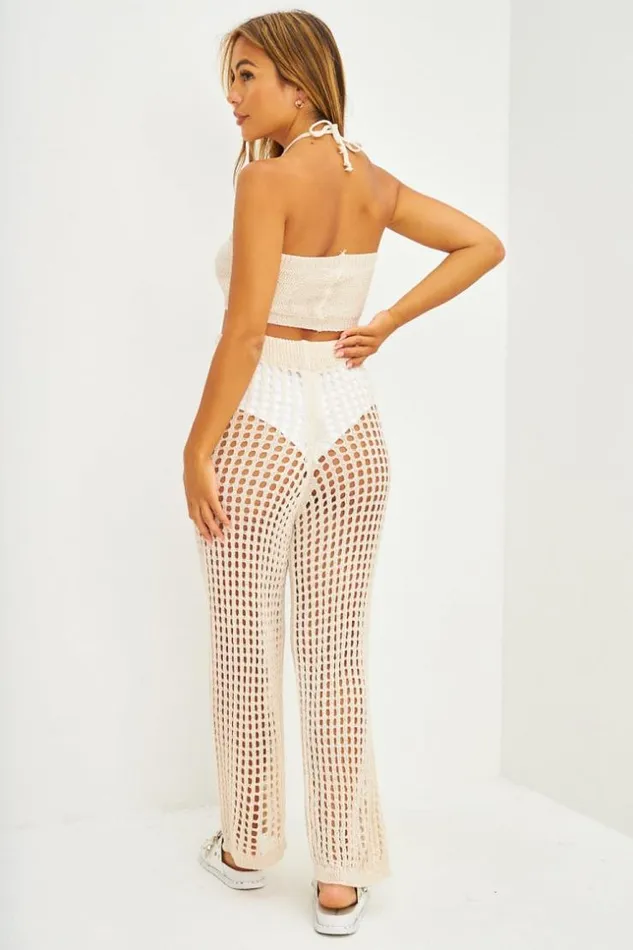 Women Ensemble Top Bandeau Pantalon En Maille Ajoure Beige Beige Brentiny Paris Top And Tank Tops Women Ensemble Top Bandeau Pantalon En Maille Ajoure Beige Beige Brentiny Paris Top And Tank Tops