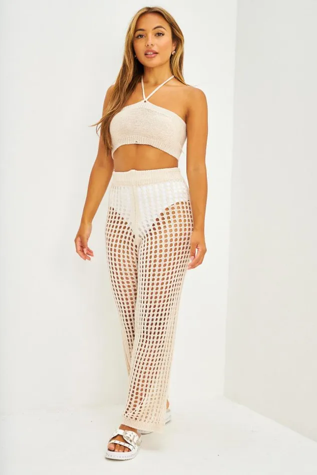 Women Ensemble Top Bandeau Pantalon En Maille Ajoure Beige Beige Brentiny Paris Top And Tank Tops Women Ensemble Top Bandeau Pantalon En Maille Ajoure Beige Beige Brentiny Paris Top And Tank Tops