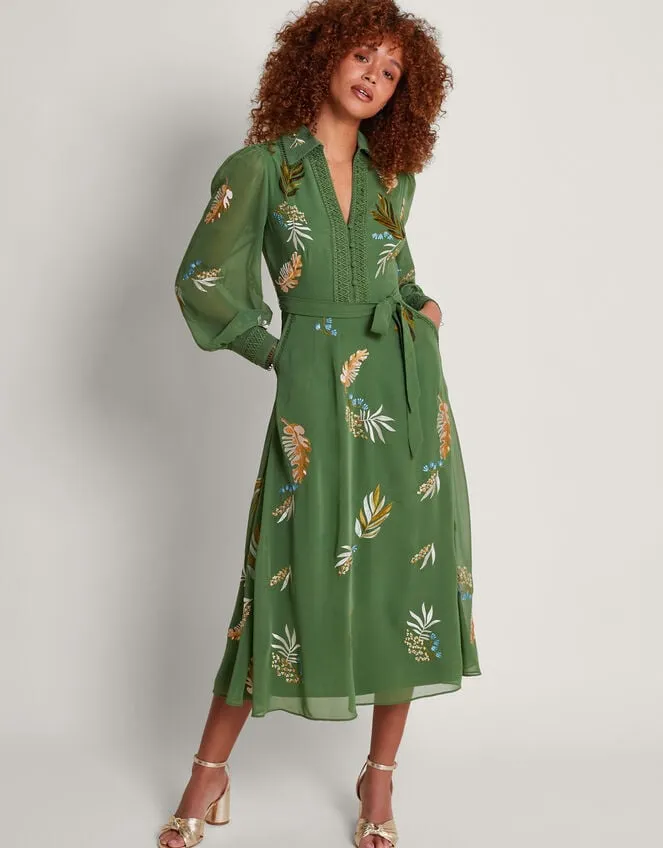 Women Erin Embroidered Shirt Dress Green Monsoon Occasionwear