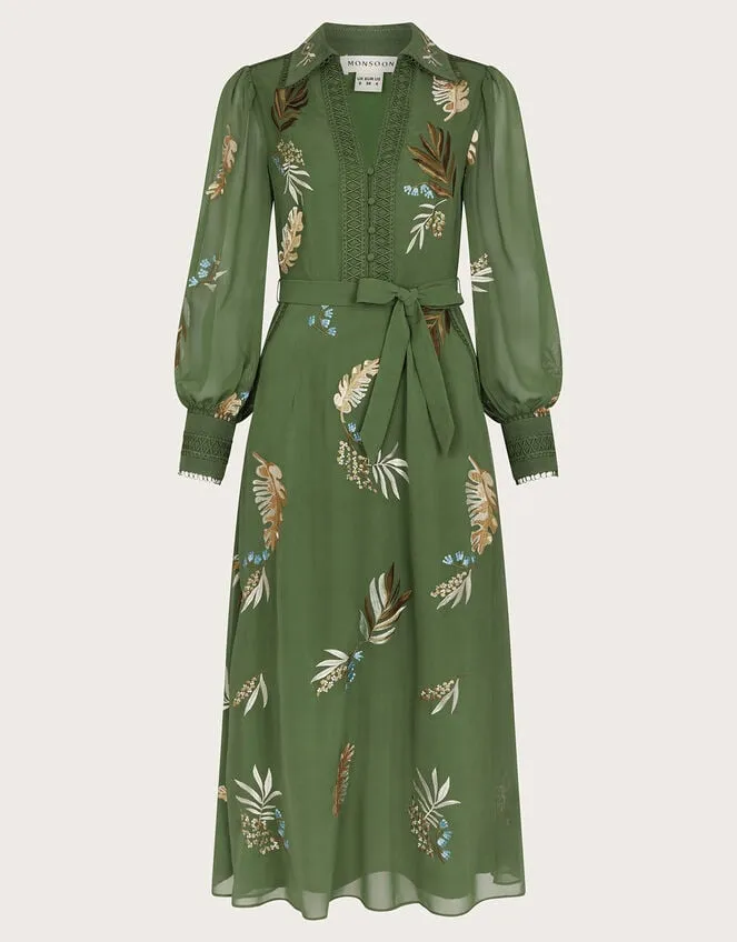 Women Erin Embroidered Shirt Dress Green Monsoon Occasionwear