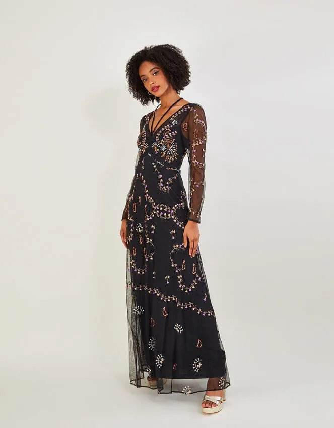 Women Evangelina Embellished Maxi Dress Black Monsoon Occasionwear