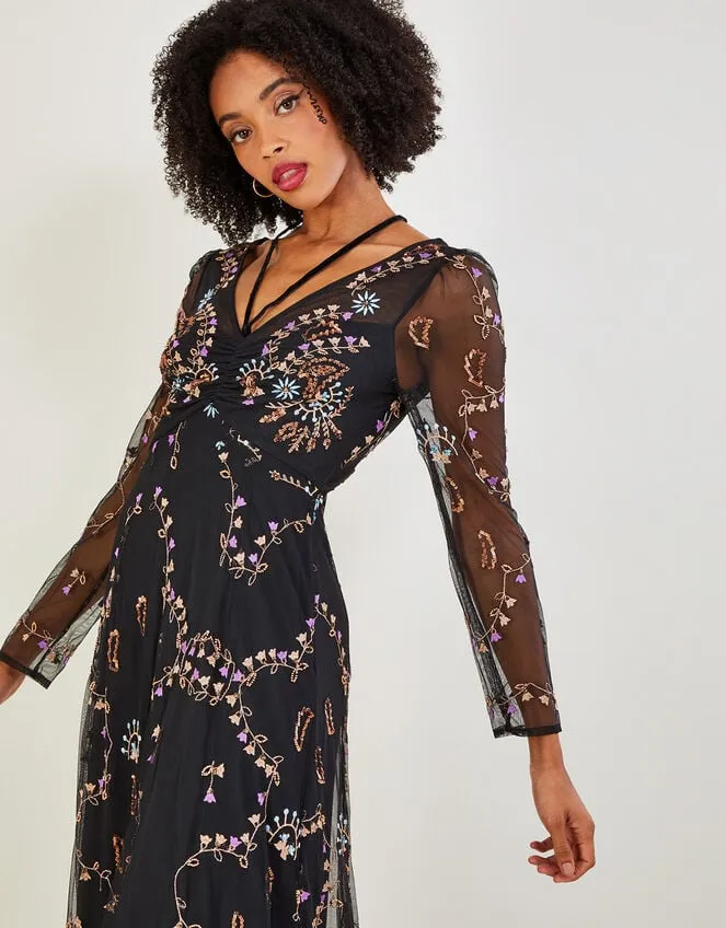 Women Evangelina Embellished Maxi Dress Black Monsoon Occasionwear