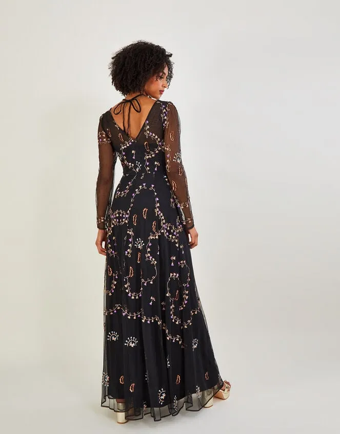 Women Evangelina Embellished Maxi Dress Black Monsoon Occasionwear