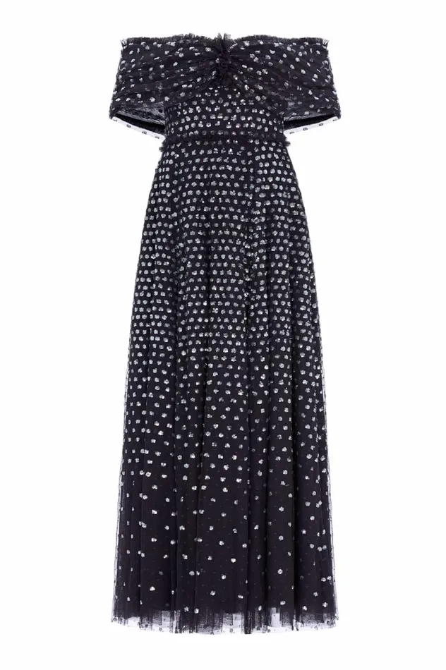 Women Evening Dresses Needle and Thread Grace Gloss OffShoulder Ankle Gown Black