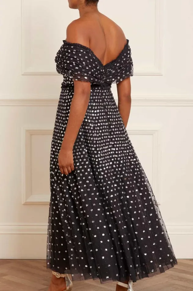 Women Evening Dresses Needle and Thread Grace Gloss OffShoulder Ankle Gown Black