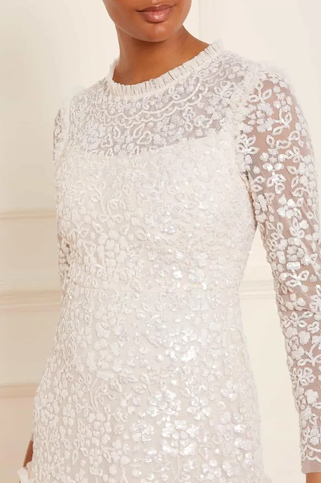 Women Evening Dresses Needle and Thread Regal Rose Gloss Long Sleeve Gown Champagne