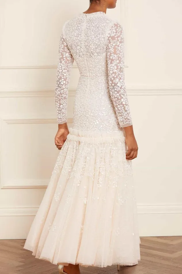 Women Evening Dresses Needle and Thread Regal Rose Gloss Long Sleeve Gown Champagne