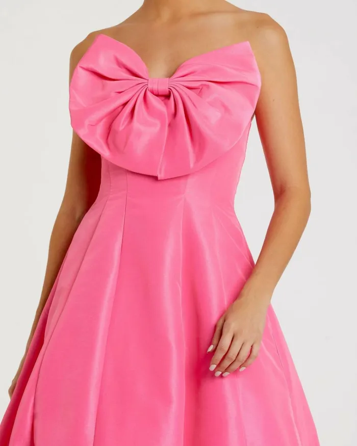 Women Evening Gowns Mac Duggal Strapless Ballgown With Bow Detail Dress Candy Pink